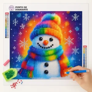Cuadro Muñeco de nieve Bufanda Bordado de Luz 50d01bed971597b98bc3be78da510d3d 1