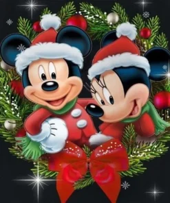 Cuadro Mickey Minnie Navidad Diamond Painting