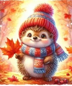 Cuadro Erizo Adorable Gorro Diamond Painting