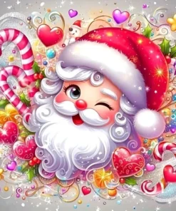 Cuadro Papá Noel Sonriente Punto de Diamante