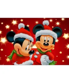 Cuadro Mickey y Minnie Navidad Bordado de Luz