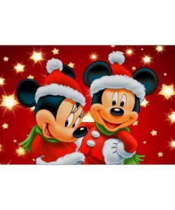 Cuadro Mickey y Minnie Navidad Bordado de Luz