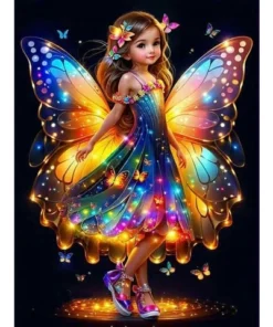 Cuadro Hada Niña con Alas Arte con Diamantes