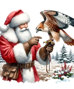 Descubre el Cuadro Santa Claus con Halcón Bordado de Luz y vive la elegancia de la Navidad en cada detalle ¡Míralo ya!