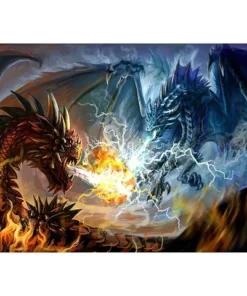 Cuadro Dragones Fuego y Hielo Diamond Painting