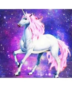 Cuadro Unicornio de Melena Rosa Bordado de Luz