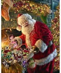 Cuadro Papá Noel con Regalos Punto de Diamante