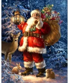 Cuadro Santa Claus en Bosque Diamond Painting