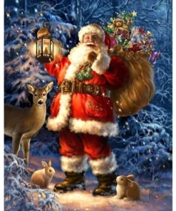 Cuadro Santa Claus en Bosque Diamond Painting