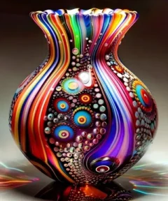 Cuadro Jarrón Vidrio Soplado Bordado de Luz