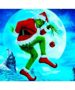 Cuadro Grinch Papa Noel Pintura con Diamantes