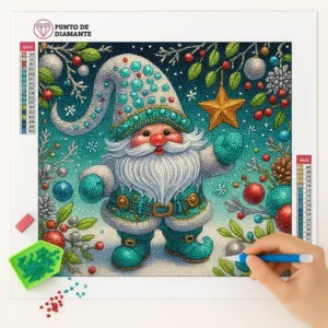 Cuadro Duende Estrella Dorada Bordado Adhesivo