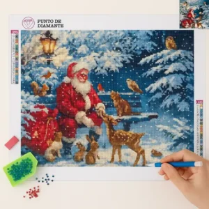 Cuadro Papá Noel Invernal Punto de Diamante