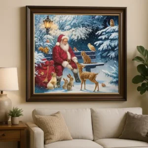 Cuadro Papá Noel Invernal Punto de Diamante