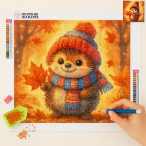 Cuadro Erizo Adorable Gorro Diamond Painting