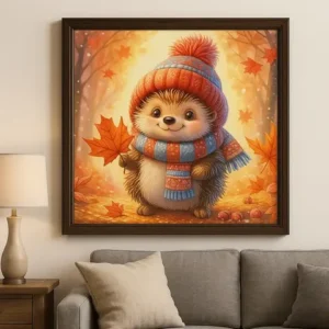 Cuadro Erizo Adorable Gorro Diamond Painting