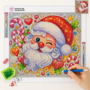 Cuadro Papá Noel Sonriente Punto de Diamante