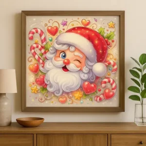 Cuadro Papá Noel Sonriente Punto de Diamante
