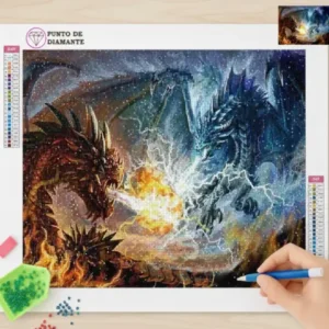 Cuadro Dragones Fuego y Hielo Diamond Painting