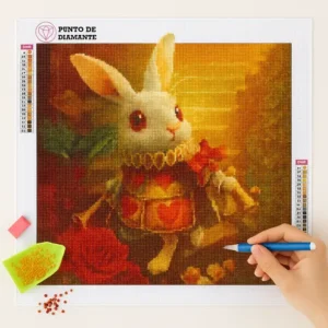 Cuadro Conejo Blanco Manualidad de Diamantes