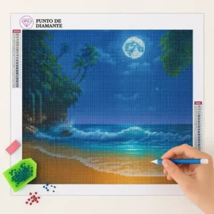 Cuadro Playa Tropical Noche Diamond Painting
