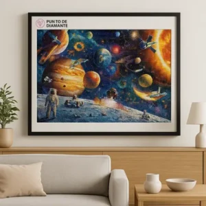 Cuadro Astronauta y el Universo Bordado de Luz