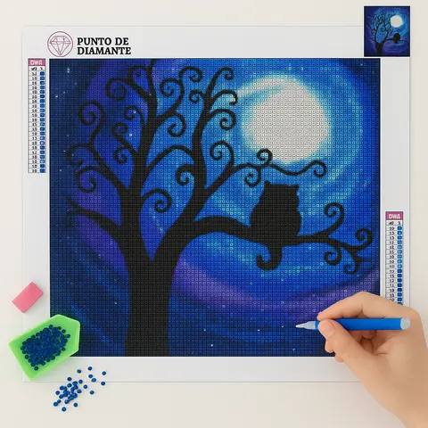 Cuadro Búho Nocturno Arte de Colocar Diamantes Cuadro Búho Nocturno Arte de Colocar Diamantes - Imagen 2