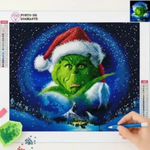 Cuadro Grinch Verde de Santa Punto de Diamante