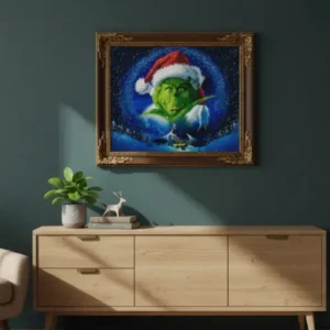 Cuadro Grinch Verde de Santa Punto de Diamante