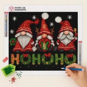 Cuadro Tres Duendes Navideños Diamond Painting