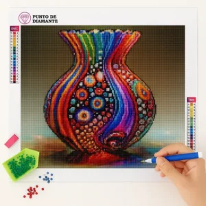 Cuadro Jarrón Vidrio Soplado Bordado de Luz