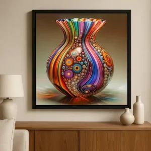 Cuadro Jarrón Vidrio Soplado Bordado de Luz