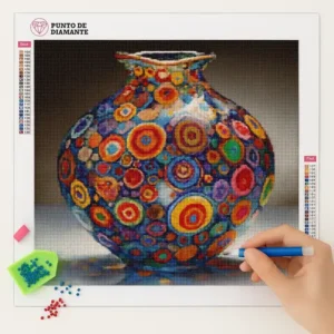 Cuadro Jarrón Diseño Millefiori Bordado de Luz