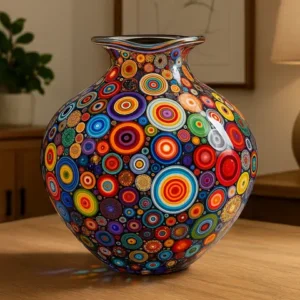 Cuadro Jarrón Diseño Millefiori Bordado de Luz