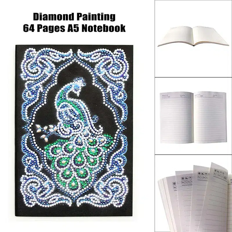 Cuaderno Pavo Real Pintura de Diamantes 5D DIY