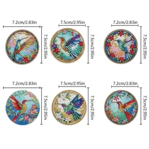 Kit Cuelga Llaves con diseños de colibríes bordados en diamantes, ideal para decoración