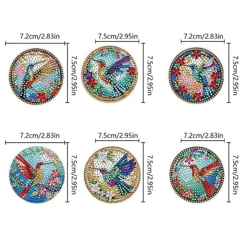 Kit Cuelga Llaves con diseños de colibríes bordados en diamantes, ideal para decoración