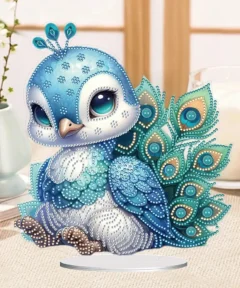 Adorno de pavo real en pintura de diamantes 5D con detalles vibrantes