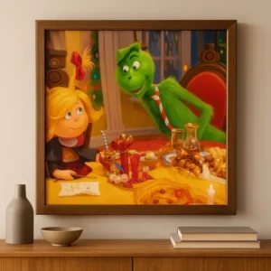 Cuadro Grinch y Cindy Lou Pintura con Brillos