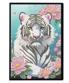 Cuaderno Diamond Painting Tigre Blanco y Flores A5
