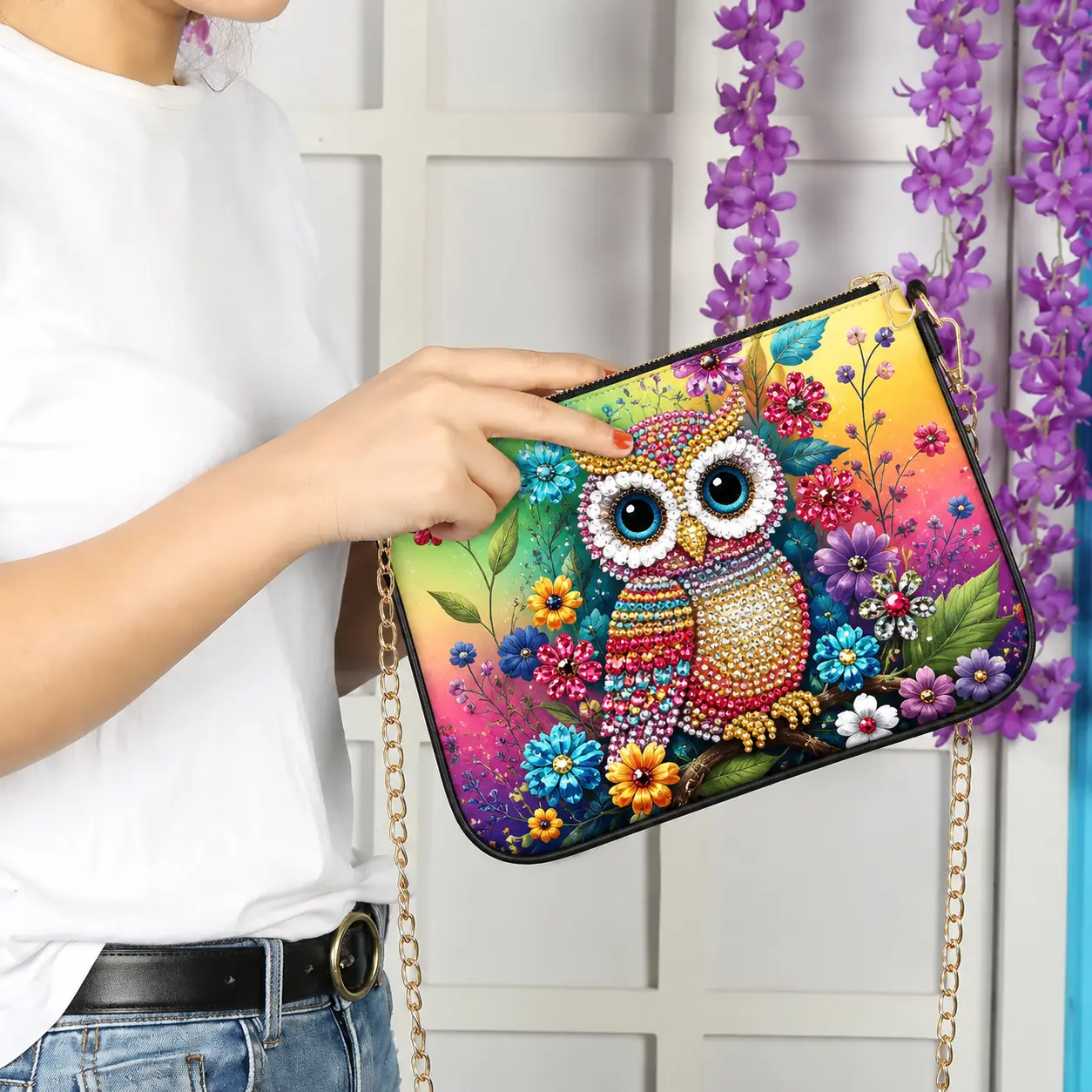 Bolso Diamond Painting con Búho Multicolor - Imagen 2