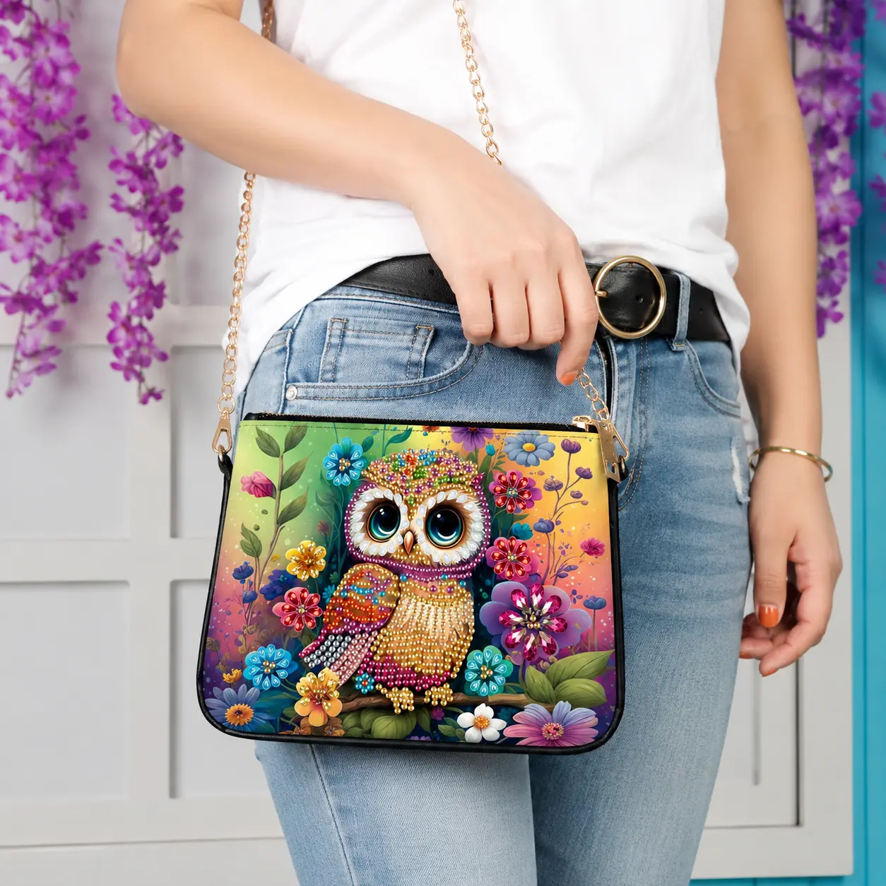 Bolso Diamond Painting con Búho Multicolor - Imagen 4