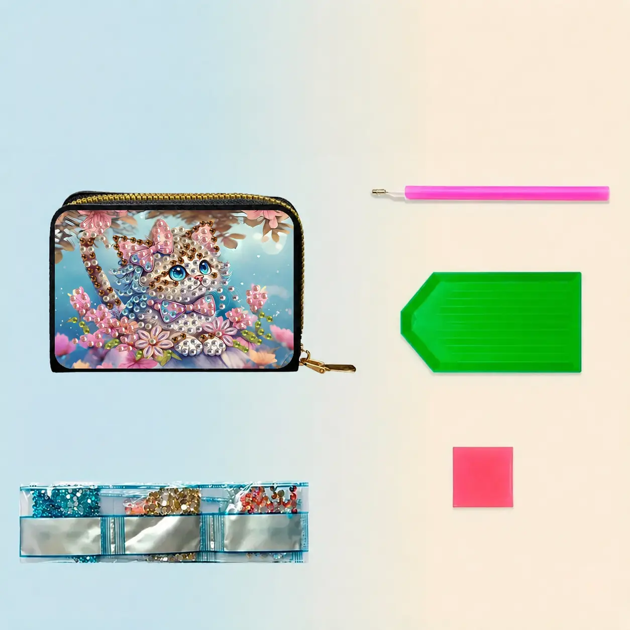 Cartera Gatito Tarjetero Diamond Painting - Imagen 3
