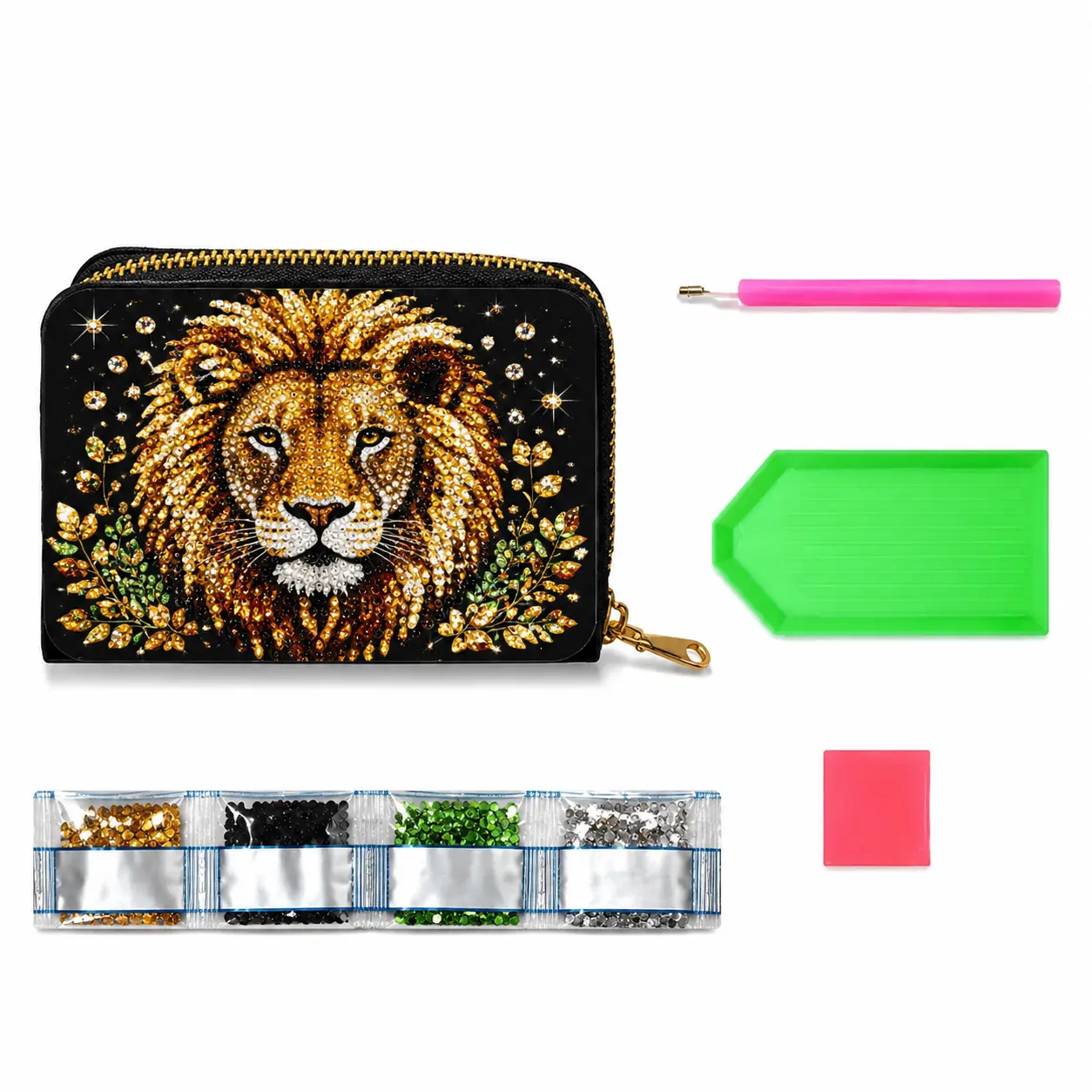 Cartera Leon Tarjetero Diamond Painting - Imagen 3