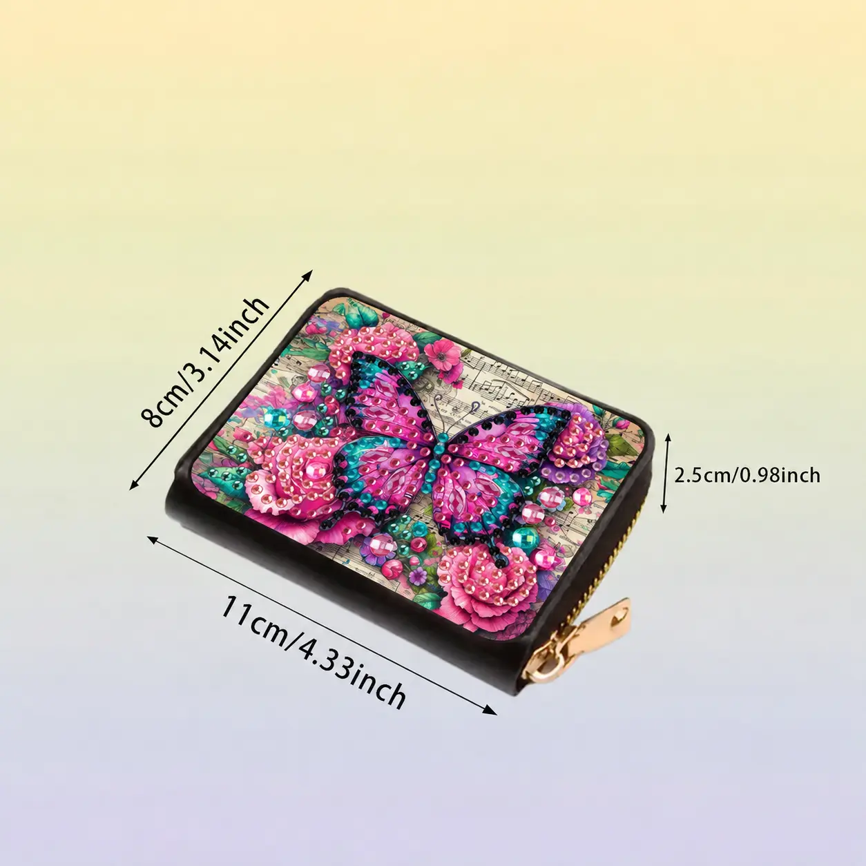 Cartera Mariposa Rosa Tarjetero Diamond Painting - Imagen 4