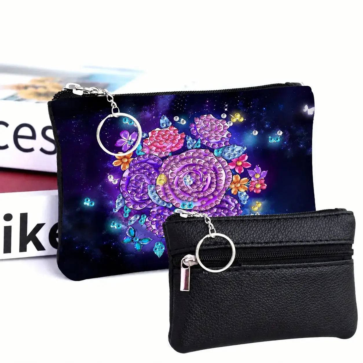 Monedero Flor Morada Pintura Diamante - Imagen 4