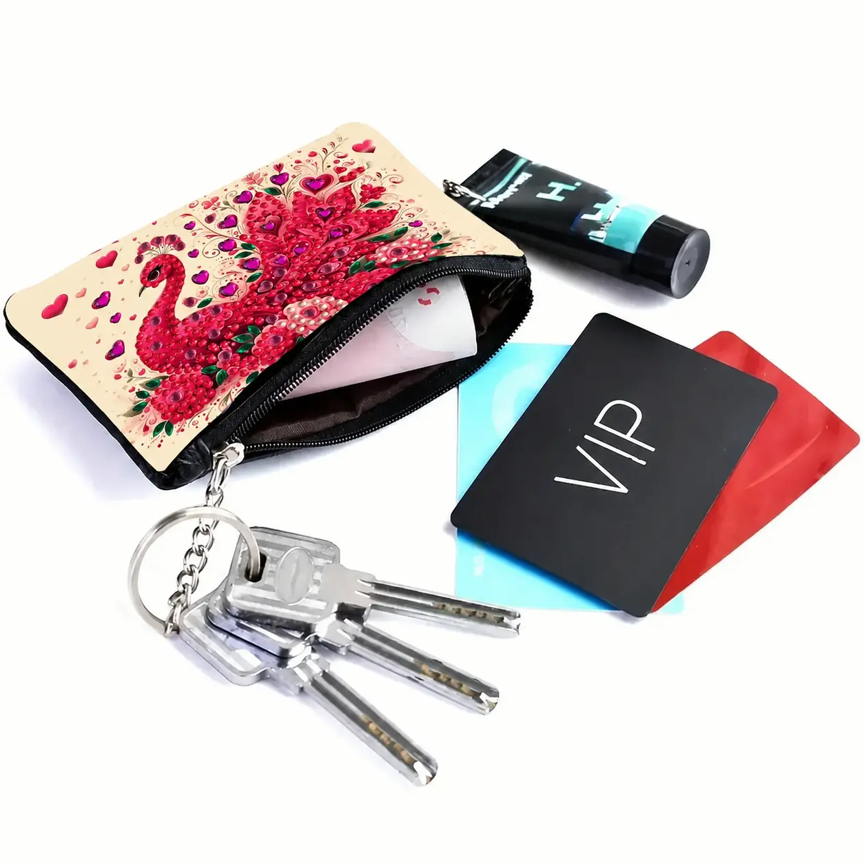 Monedero Pavo Real Rojo Diamond Painting - Imagen 2