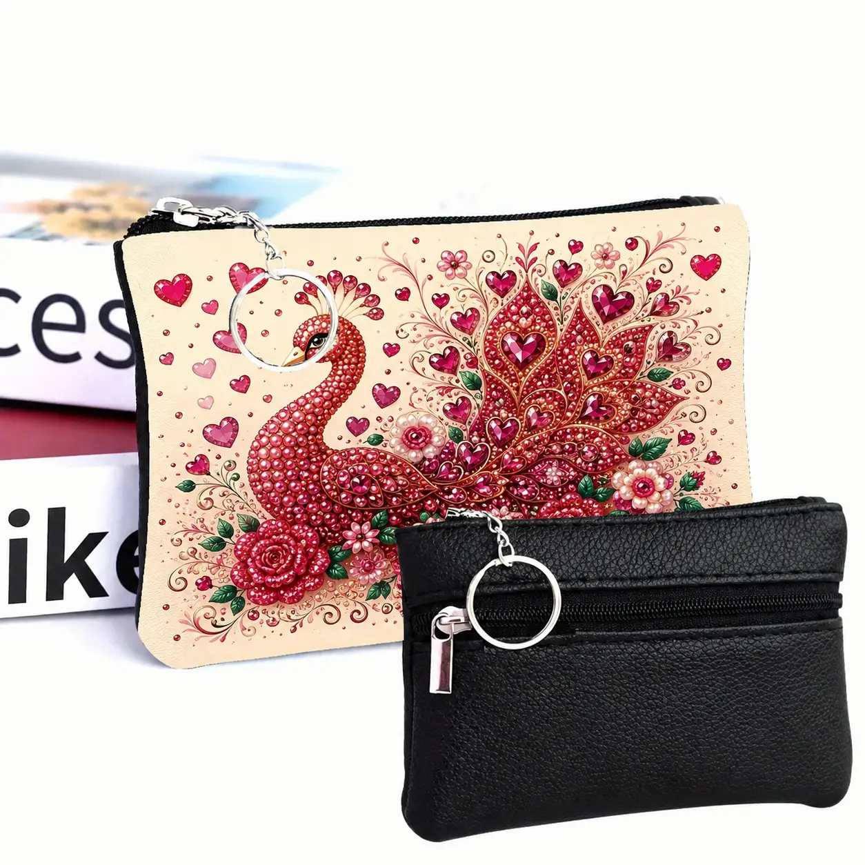 Monedero Pavo Real Rojo Diamond Painting - Imagen 4