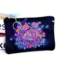 Monedero Flor Morada Pintura Diamante