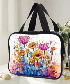 Bolsa Flores de Maquillaje Semitransparente Diamond Painting